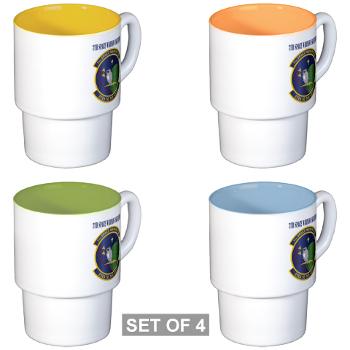 7SWS - M01 - 03 - 7th Space Warning Squadron With Text - Stackable Mug Set (4 Mugs)